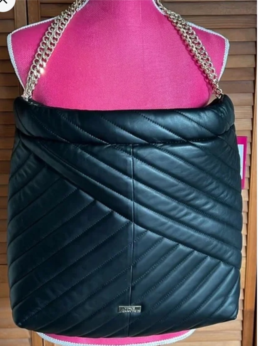 Quilted Black Chain-Handle Shoulder Bag vince camuto